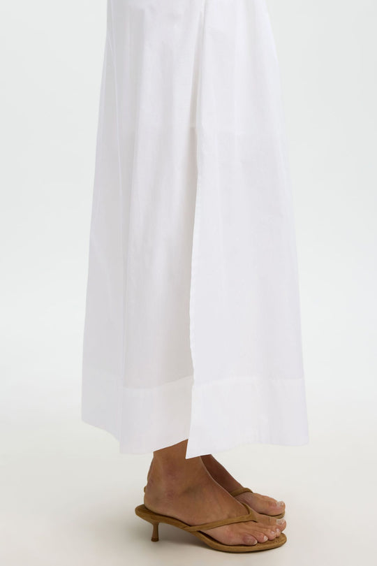 Selected Femme Blair HW Ankle Slit nederdel bright white – lang nederdel med høj talje og sideslidser.