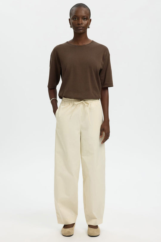 Selected Femme Toledo 2/4 knit top chocolate chip – strikket T-shirt med rund hals.