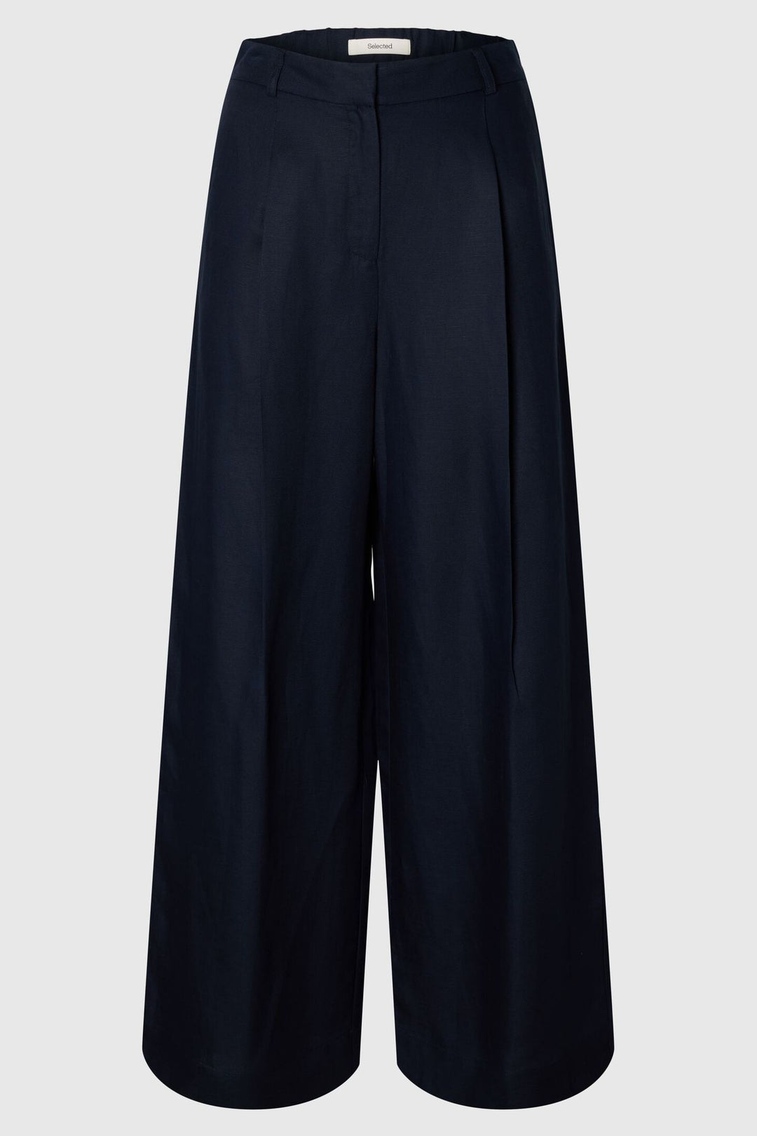 Selected Femme Lyra bukser i dark sapphire med wide fit og høj talje.