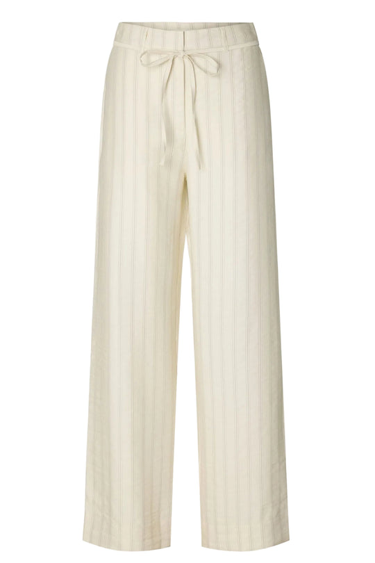 Selected Femme Johanne bukser i egret stripes med høj talje og afslappet fit.