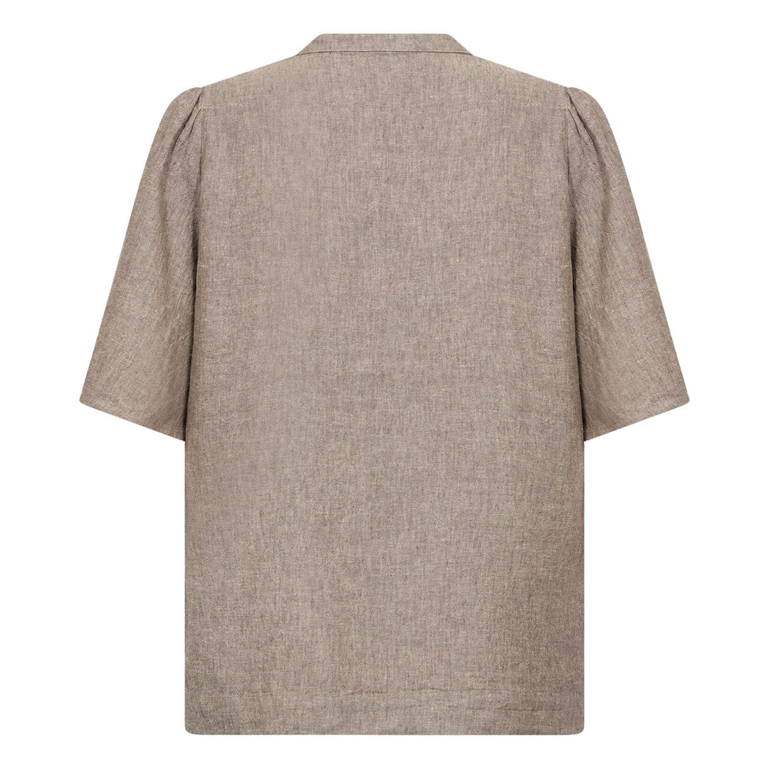 Leveté Room Naja 32 bluse - falcon – let bluse med V-hals, korte ærmer og løs pasform.