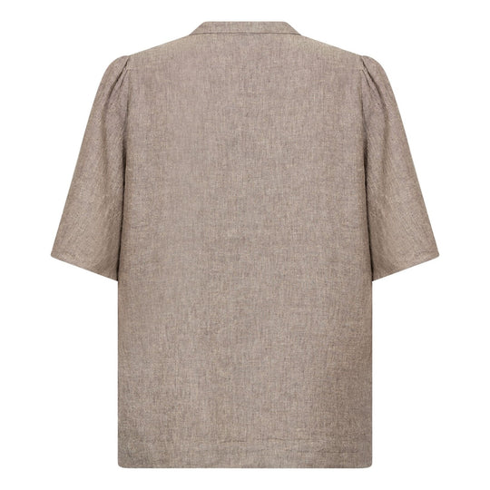 Leveté Room Naja 32 bluse - falcon – let bluse med V-hals, korte ærmer og løs pasform.