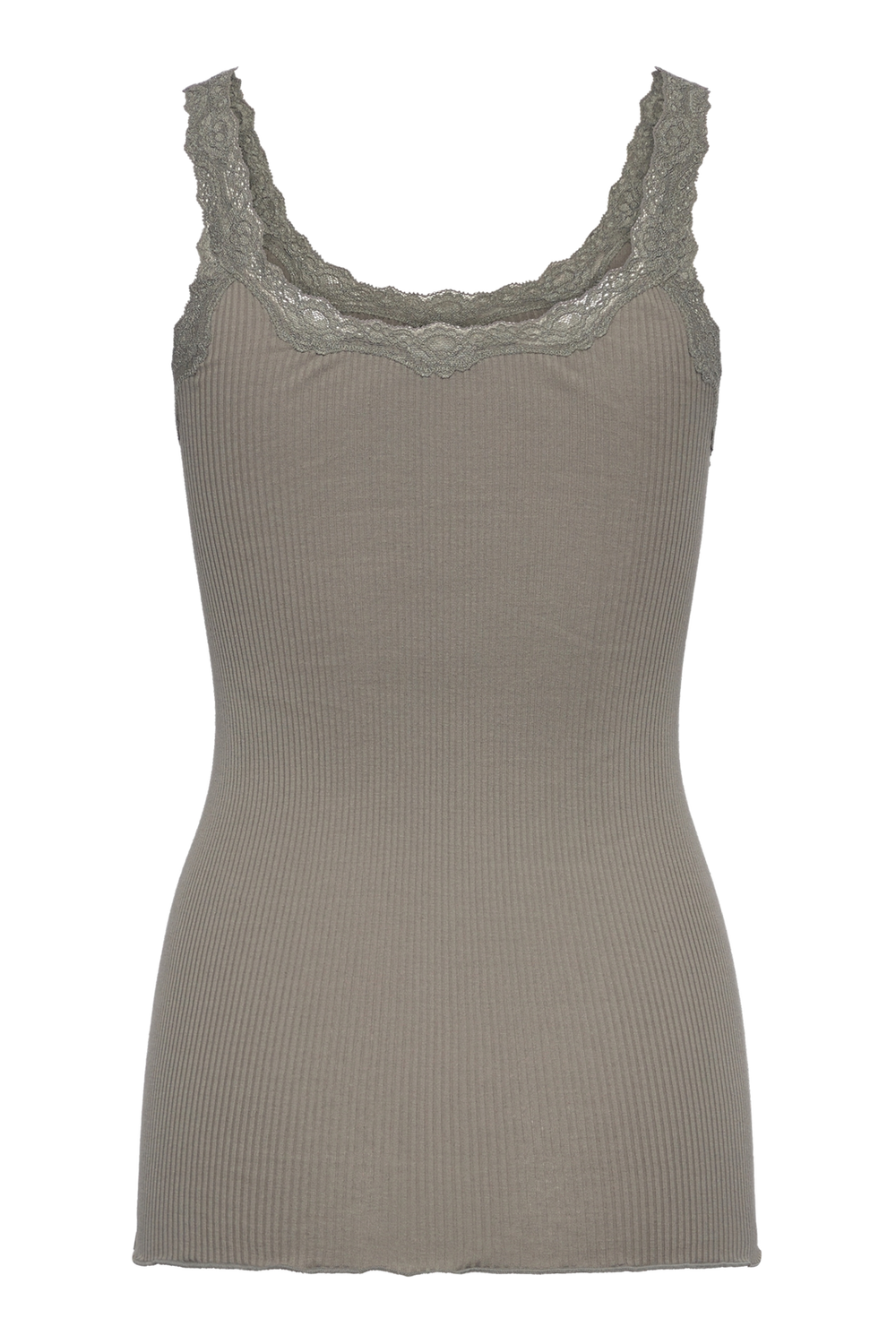 Rosemunde | Silketop | RWBabette SL Deep Back Lace Top, 5357 dried sage