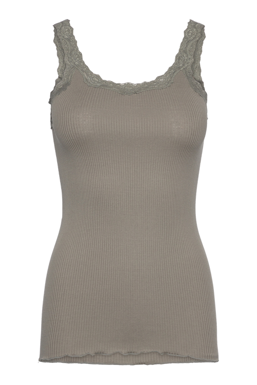 Rosemunde | Silketop | RWBabette SL Deep Back Lace Top, 5357 dried sage