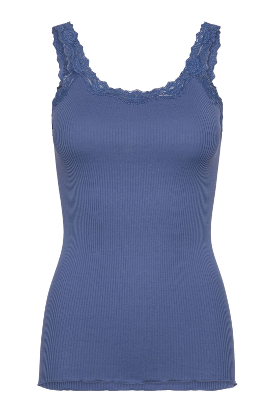 Rosemunde | Silketop | RWBabette SL Deep Back Lace Top, 5357 dutch blue