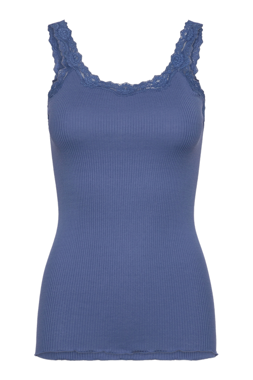 Rosemunde | Silketop | RWBabette SL Deep Back Lace Top, 5357 dutch blue