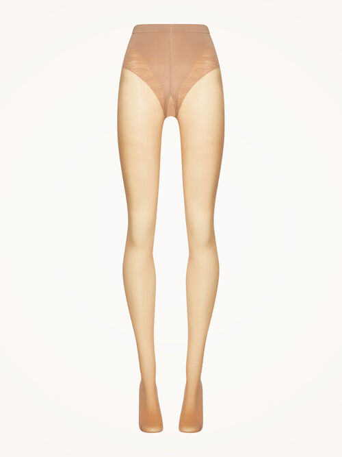 Wolford Tummy Control Top 20 Denier i Gobi – semi-transparent strømpebukse med formgivende kontroltop og behagelig pasform.
