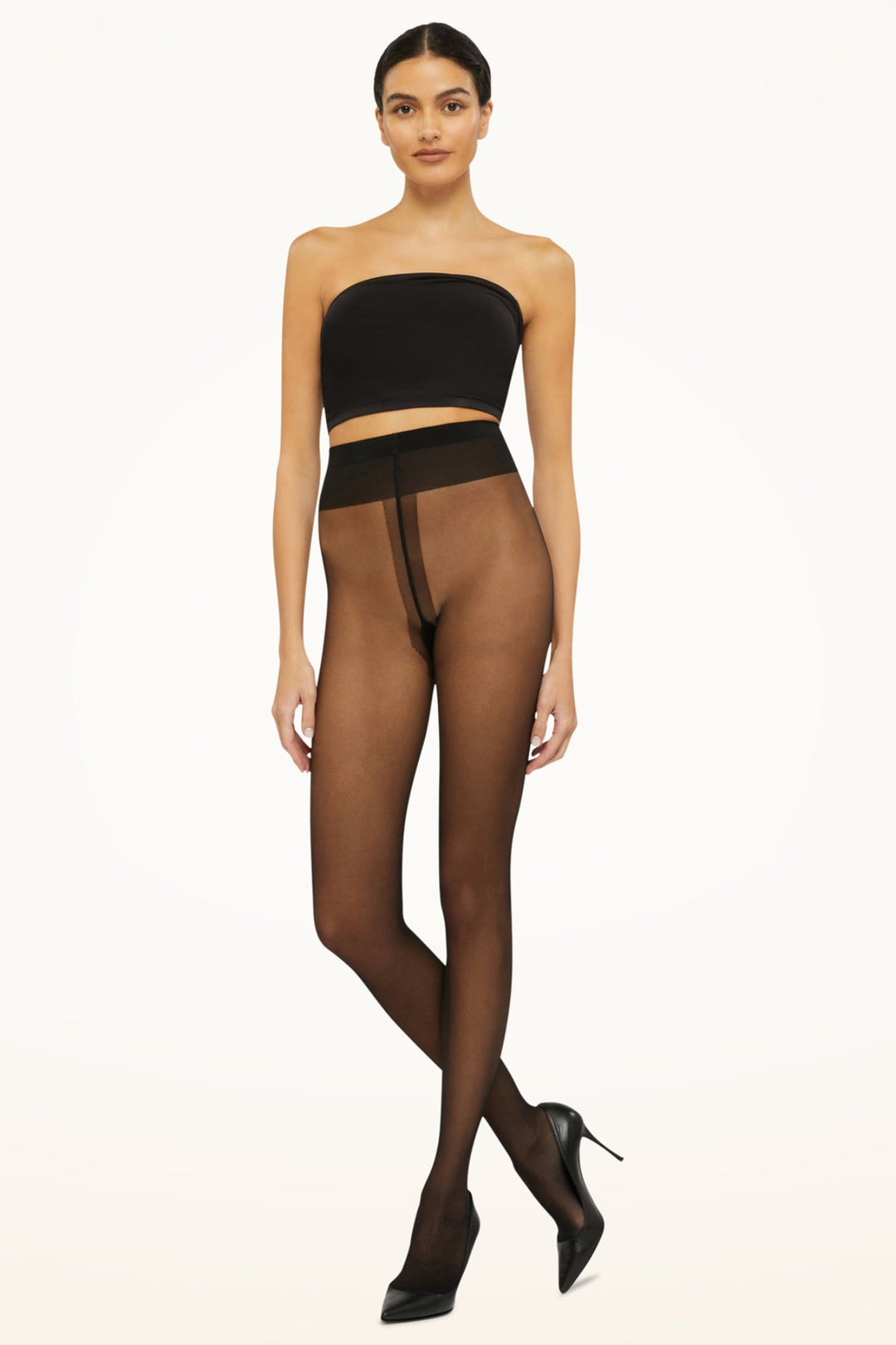 Wolford Individual 10 denier Back Seam strømpebukser med søm bagpå.