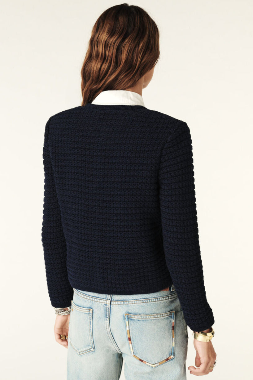 ba&sh Gaspard Cardigan – cropped cardigan med tweed-effekt, lange ærmer og smukke guldfarvede knapper.