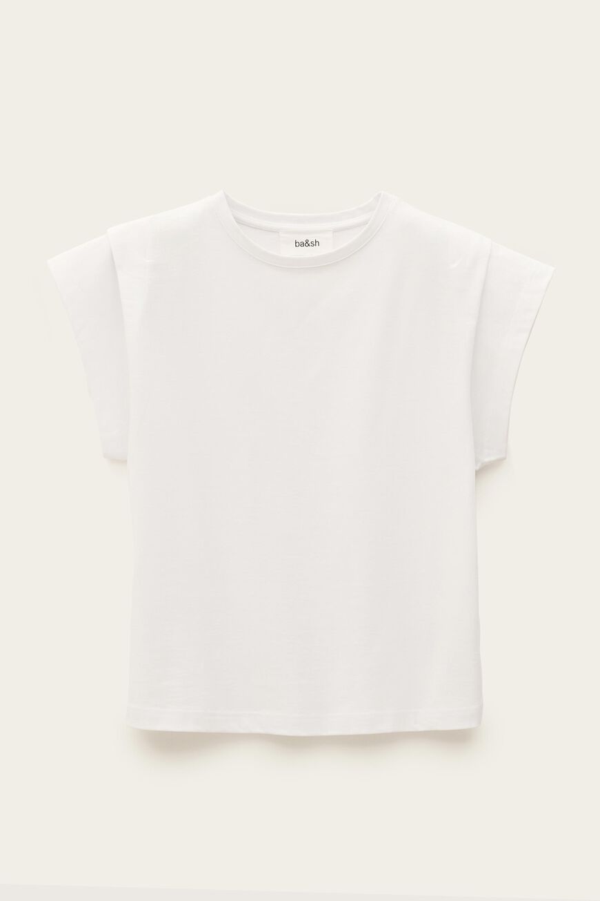 ba&sh PIO T-shirt i white – klassisk t-shirt i økologisk bomuld med rund hals og korte ærmer.