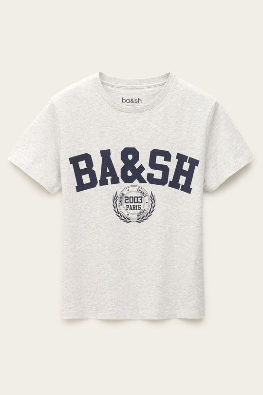 ba&sh Ioni T-shirt i økologisk bomuld med croppet pasform og sporty logo-print i college-stil. 