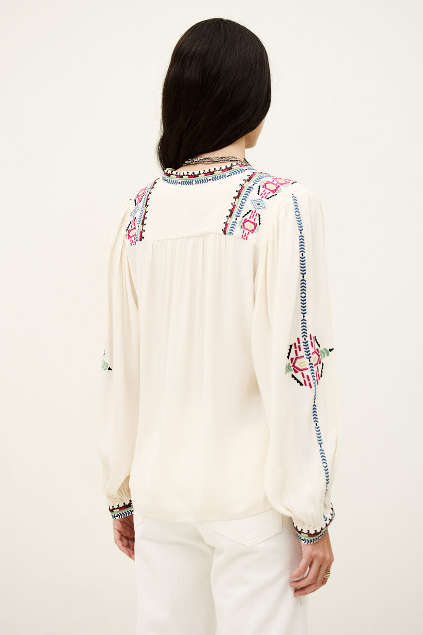 ba&sh Tilt Blouse i ecru – let bluse i viskose med afslappet pasform.