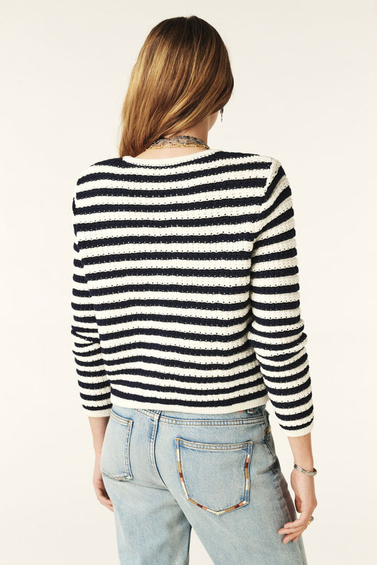 ba&sh | Cardigan | Gaspard, navy/ecru stripes