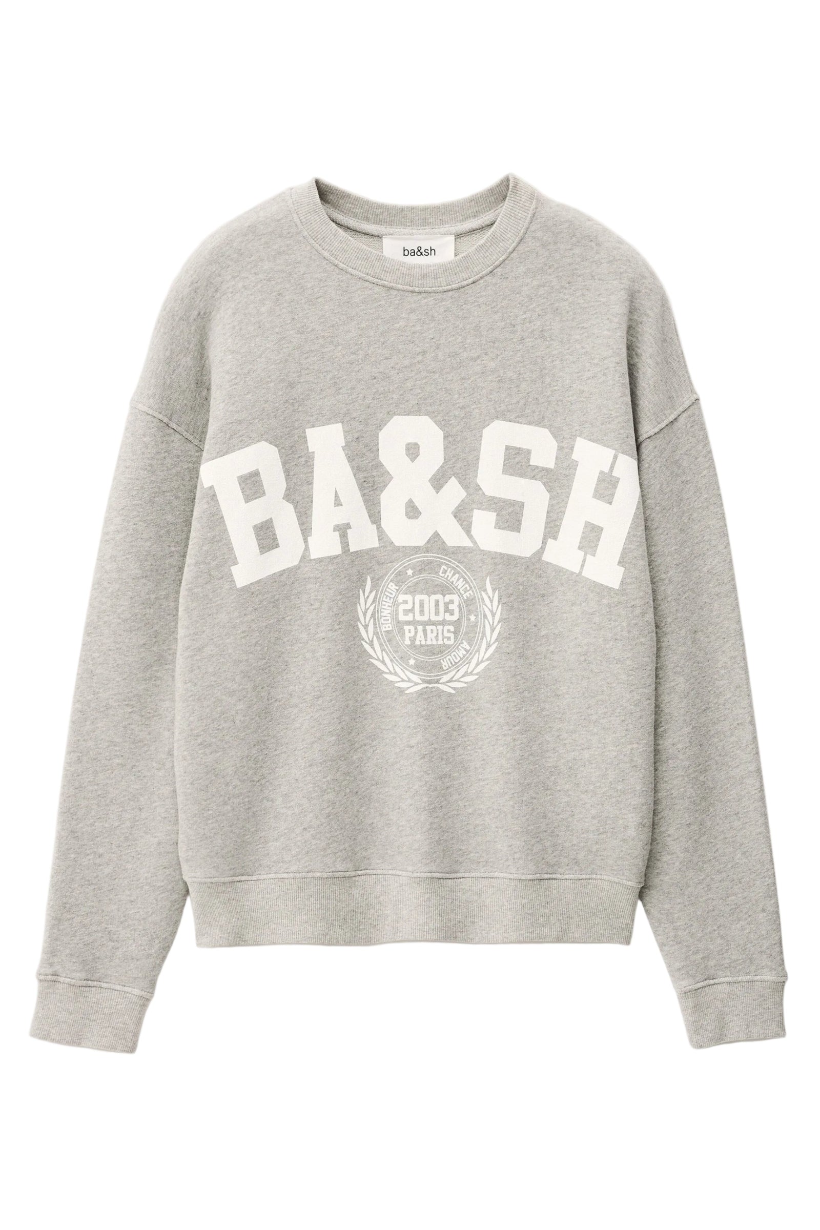 Benjamin sweatshirt i GRISCHINE med løs pasform, kort længde og college-inspireret logo. Lavet i økologisk bomuld med stræk. 