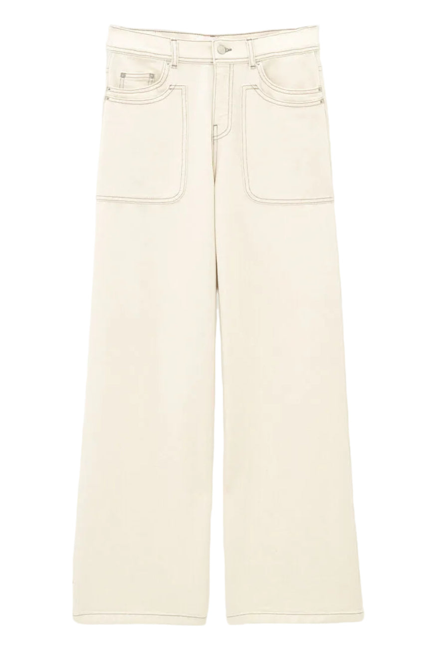 ba&sh Zoel jeans i ecru med cargo-inspirerede lommedetaljer.