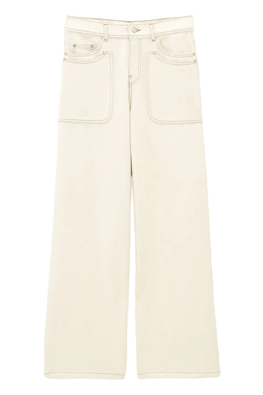 ba&sh Zoel jeans i ecru med cargo-inspirerede lommedetaljer.