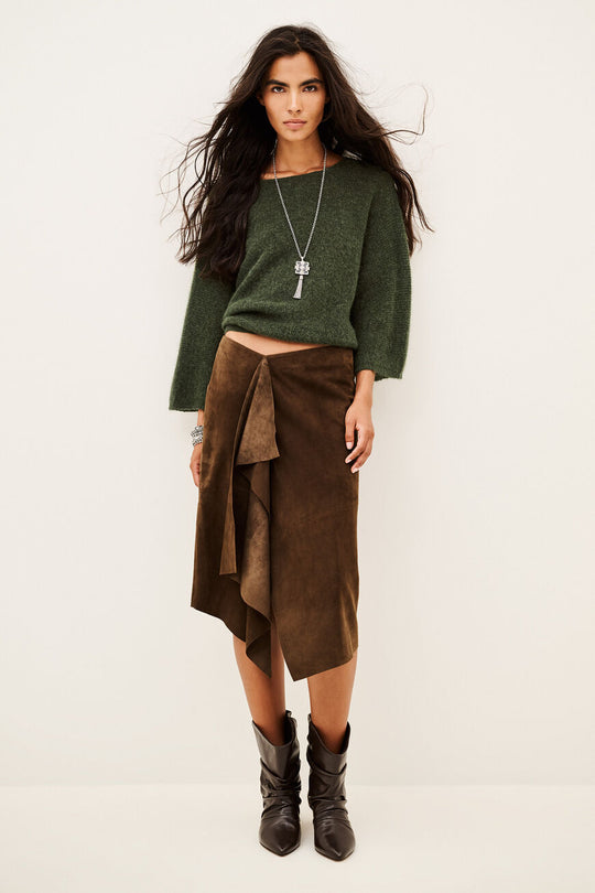 ba&sh Isaac cardigan i kaki i alpaka- og mohairblanding.