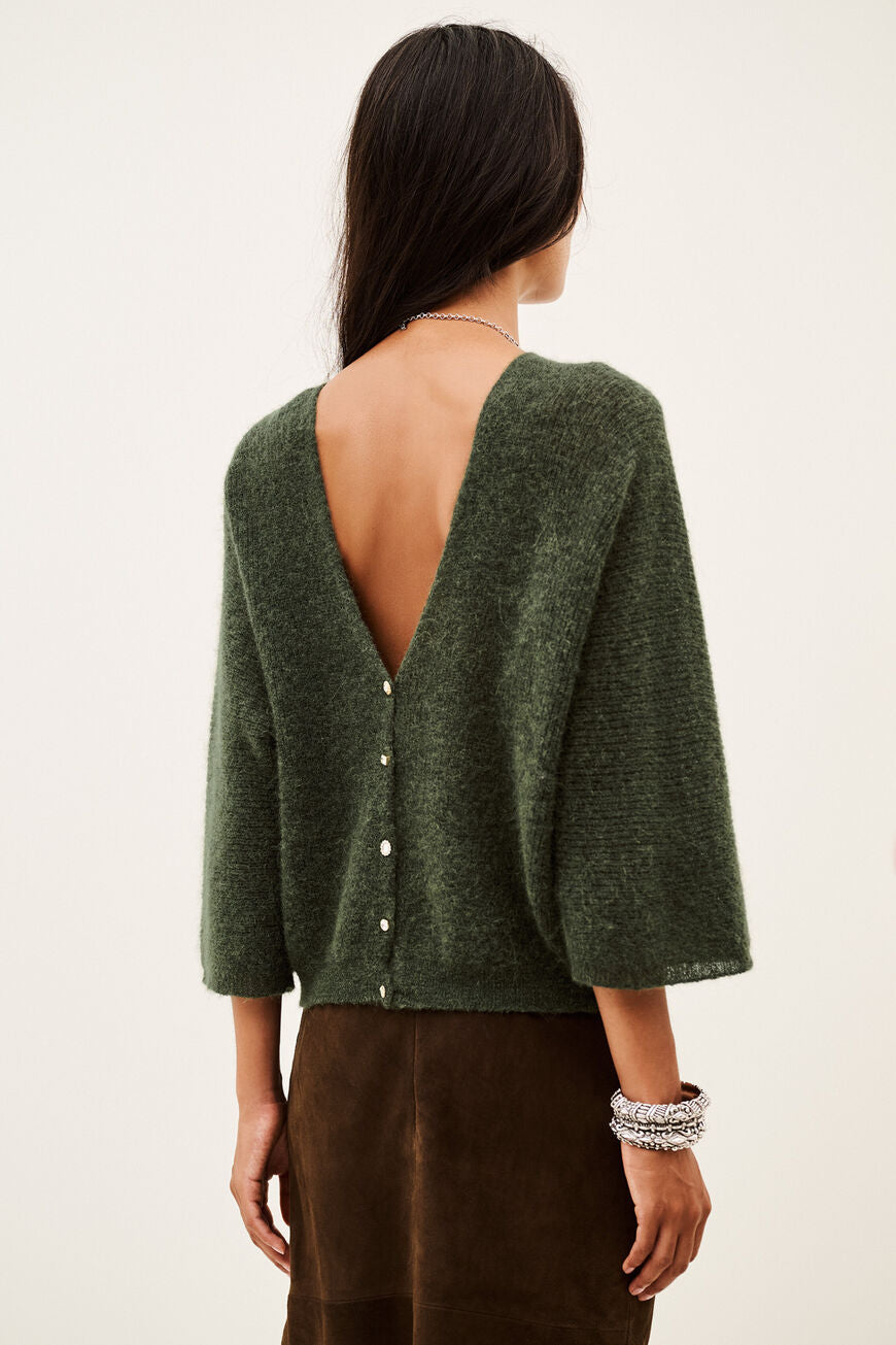 ba&sh Isaac cardigan i kaki i alpaka- og mohairblanding.