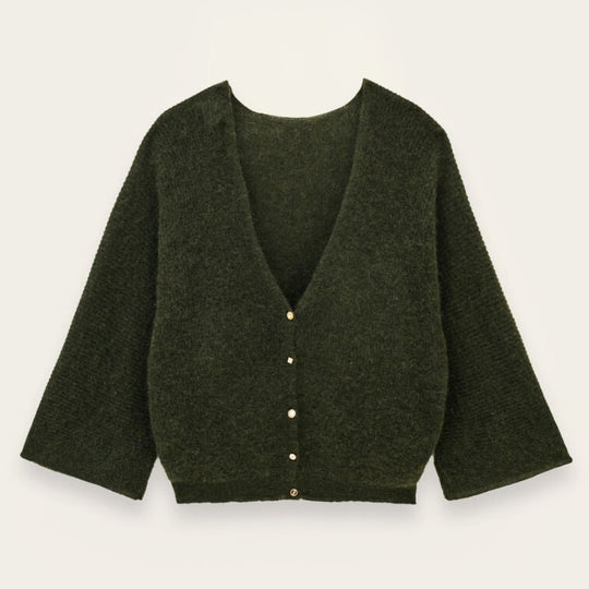 ba&sh Isaac cardigan i kaki i alpaka- og mohairblanding.