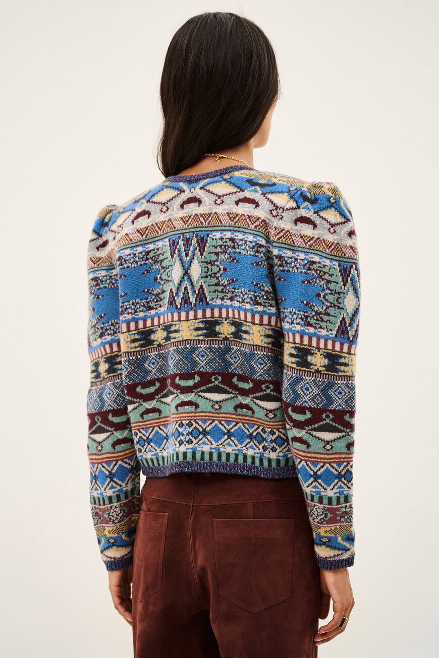 ba&sh Maja cardigan i multico med jacquardstrik.