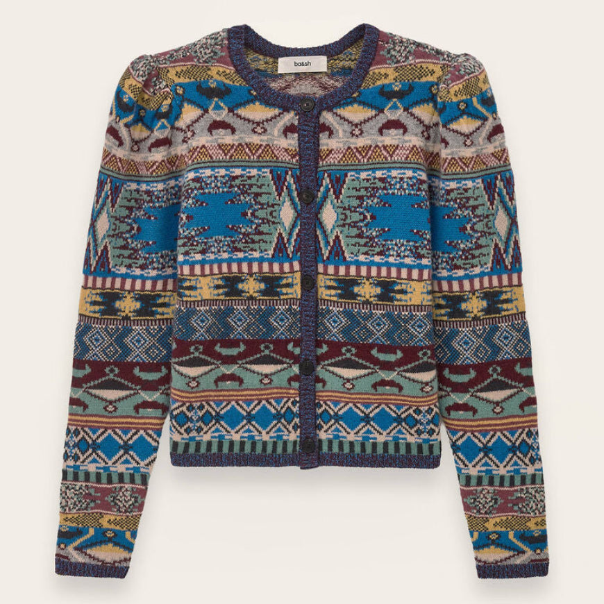 ba&sh Maja cardigan i multico med jacquardstrik.