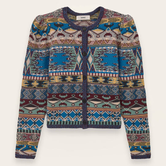 ba&sh Maja cardigan i multico med jacquardstrik.