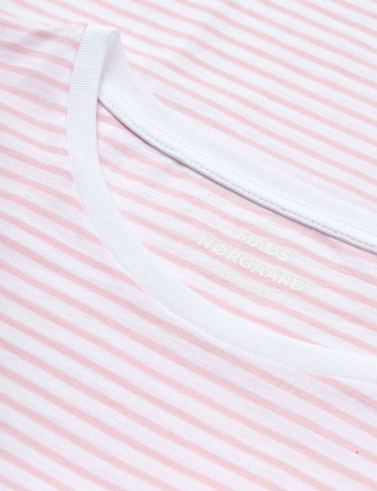 Mads Nørgaard | T-Shirt | Organic Jersey Stripe Teasy, blushing bride/brilliant white