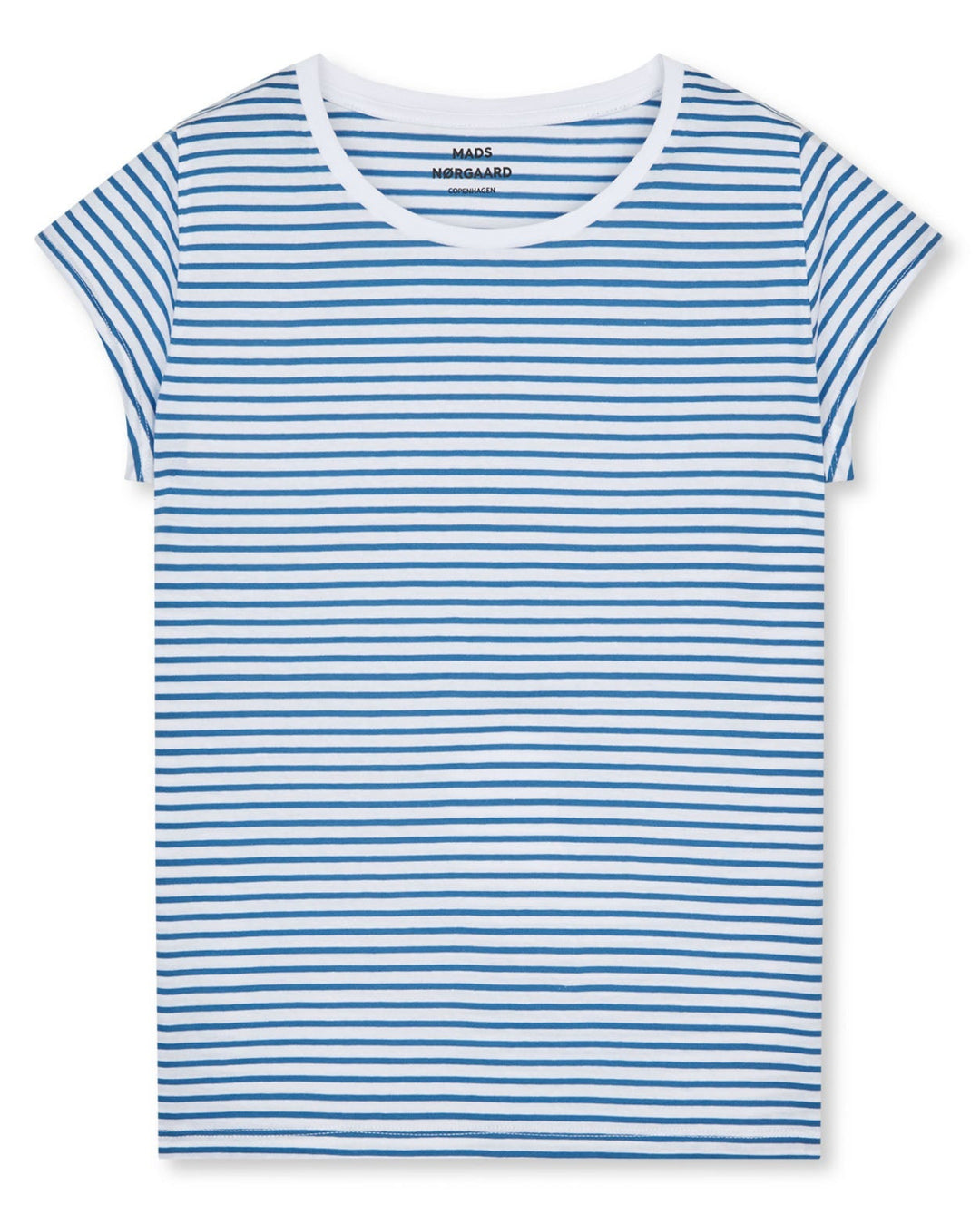 Mads Nørgaard | T-Shirt | Organic Jersey Stripe Teasy, brilliant white/bright cobalt