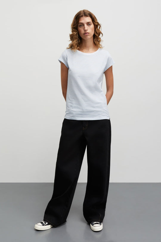 Mads Nørgaard | T-Shirt | Organic Jersey Stripe Teasy Tee FAV, cashmere blue/brilliant white