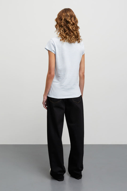 Mads Nørgaard | T-Shirt | Organic Jersey Stripe Teasy Tee FAV, cashmere blue/brilliant white