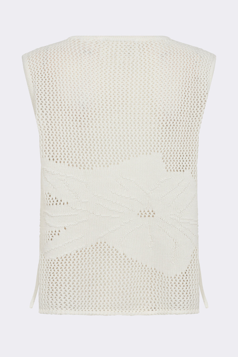 Leveté Room LR-Lian 3 bluse i 100 % økologisk bomuld med hæklet mønster, rund hals og bindedetaljer. Elegant og bæredygtig stil. 