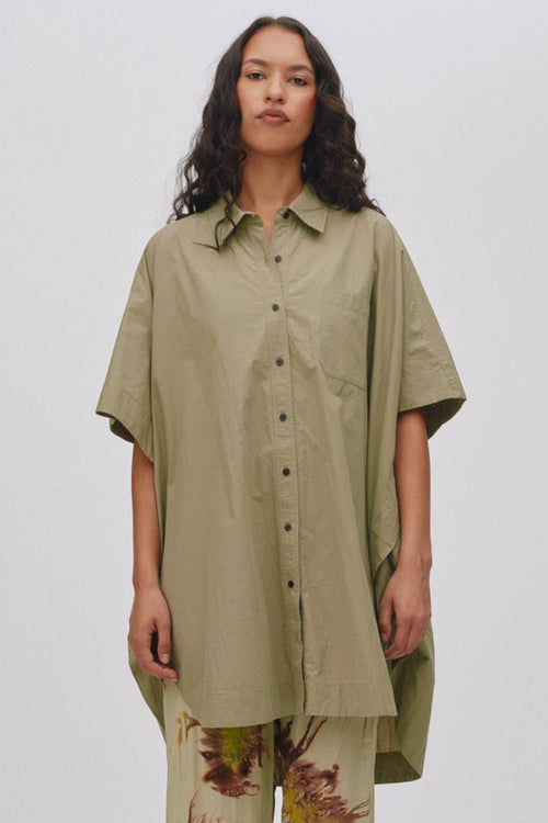 Rabens Saloner | Skjortekjole | Berta Poplin Curved Hem Shirt Dress, vertiver