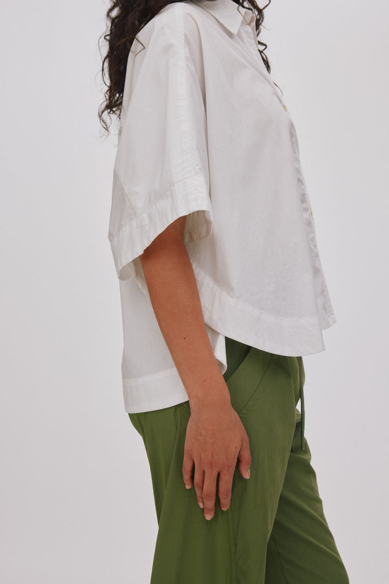 Rabens Saloner | Skjorte | Berta Poplin Curved Hem Shirt, white
