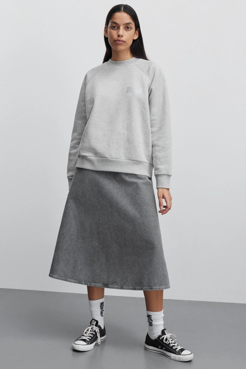 Nederdel | Mads Nørgaard Denim Stelly C Long Skirt, grey