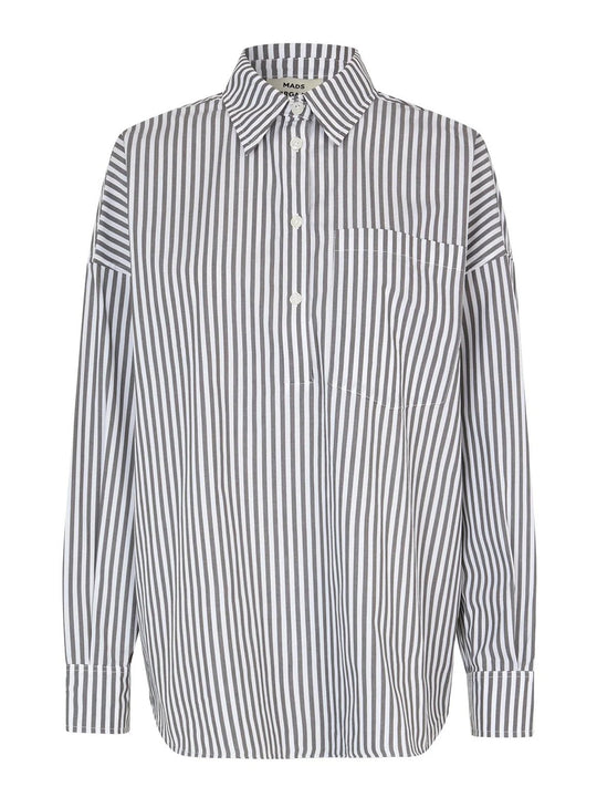 Skjorte | Mads Nørgaard Petrea Shirt Popla, castlerock/optical white