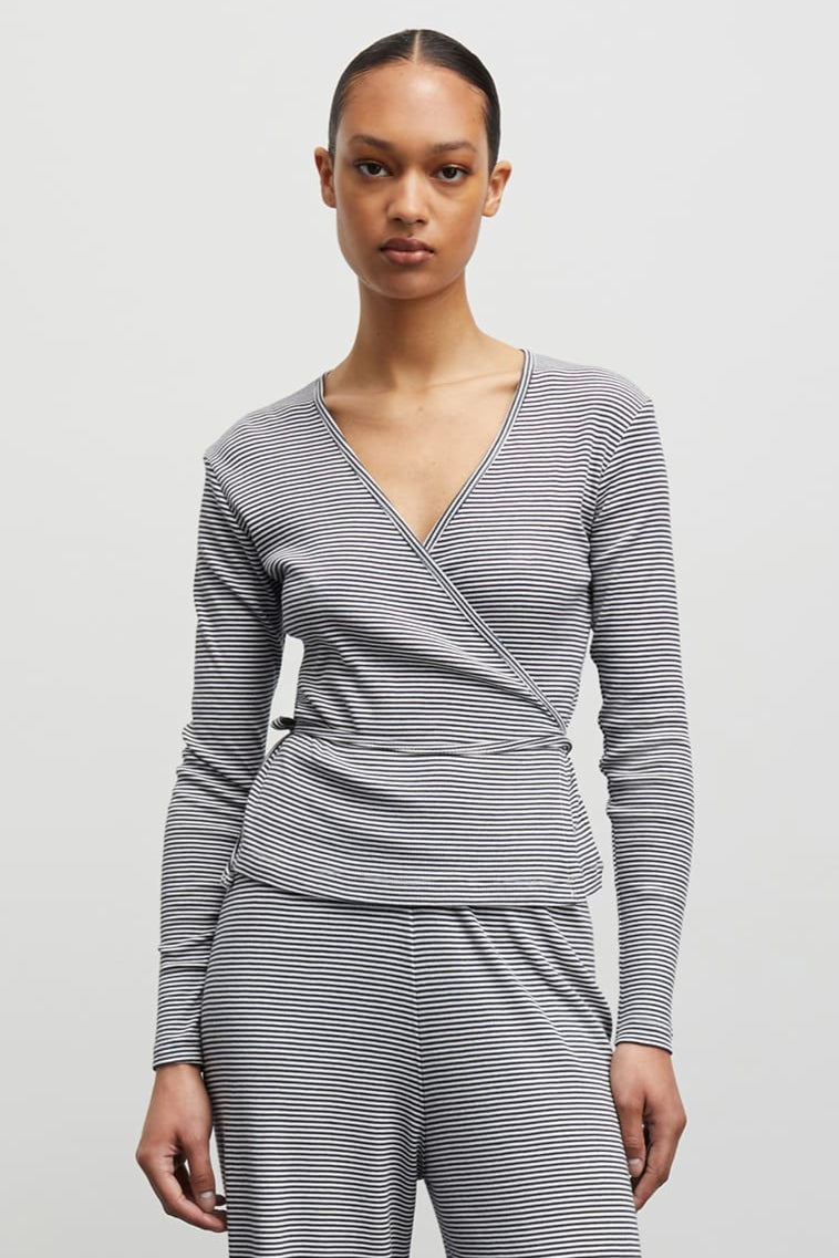 Mads Nørgaard | Bluse | 2x2 Cotton Stripe Susi Top, parisian night/vanilla ice