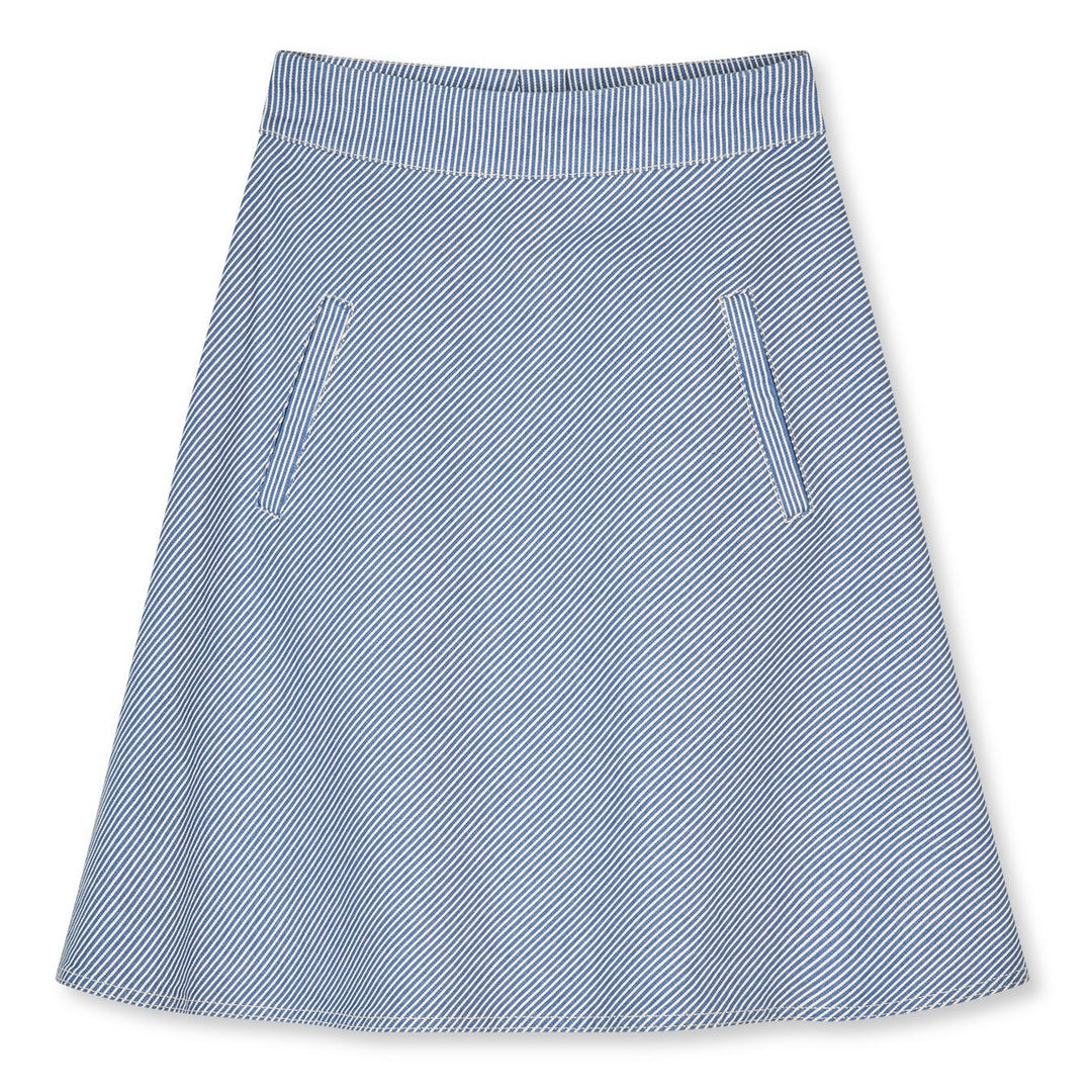 Mads Nørgaard Stelly Skirt – denimnederdel i cobalt striber med A-snit.