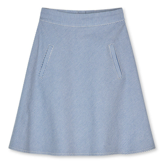 Mads Nørgaard Stelly Skirt – denimnederdel i cobalt striber med A-snit.