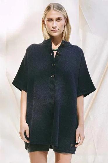 Beta Studios | Vest | Giselle Cape, almost black wool