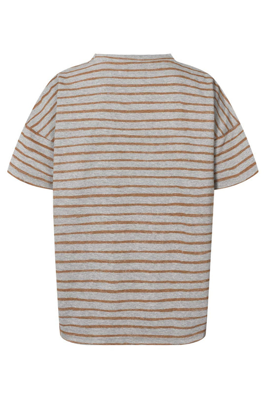 Rabens Saloner Margot Light Stretch Cropped T-shirt i grey honey – oversized cropped t-shirt med blød stretch-kvalitet.