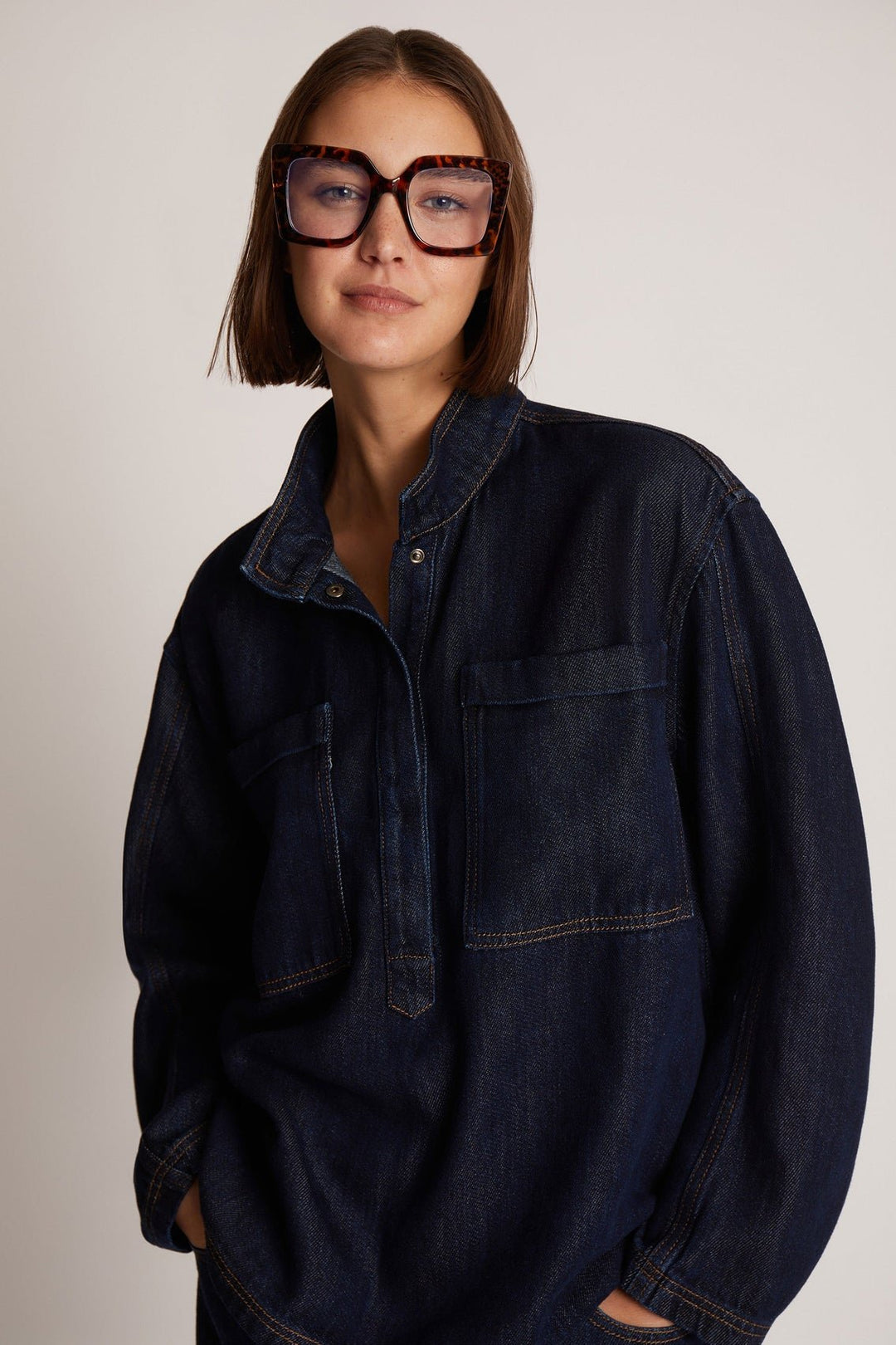 Munthe | Denim Skjorte | Tuxa  top, indigo