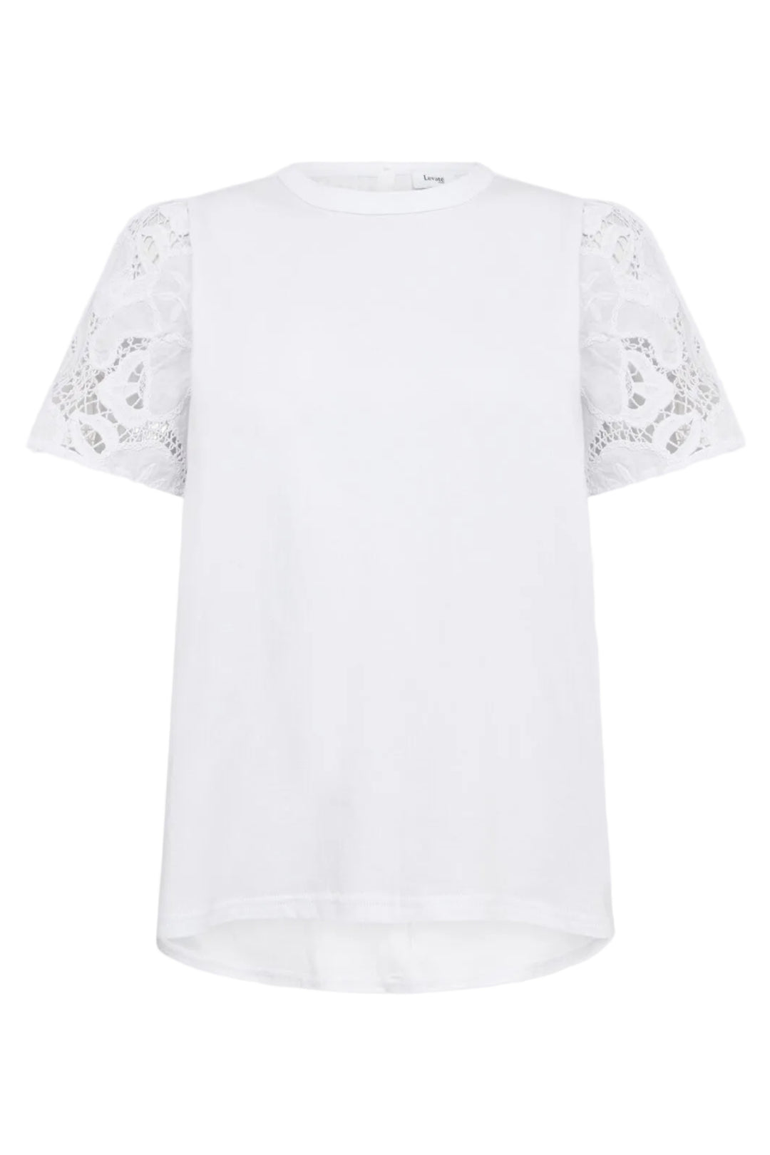 Leveté Room LR-Kowa 8 hvid T-shirt med blondeærmer.