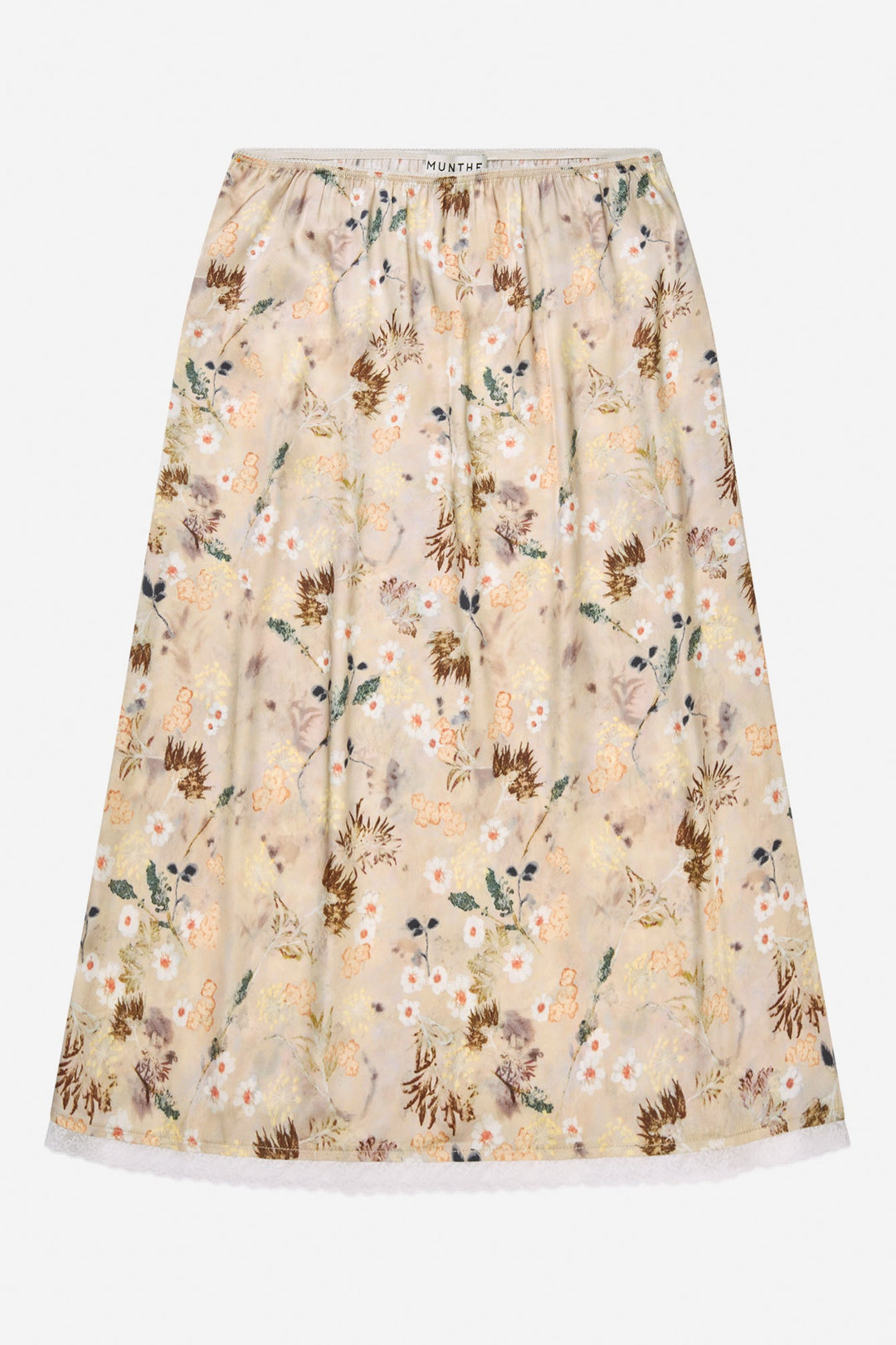Munthe Baia Slip Skirt – Print Nature. Let nederdel med botanisk print, elastisk talje og let A-formet silhuet.
