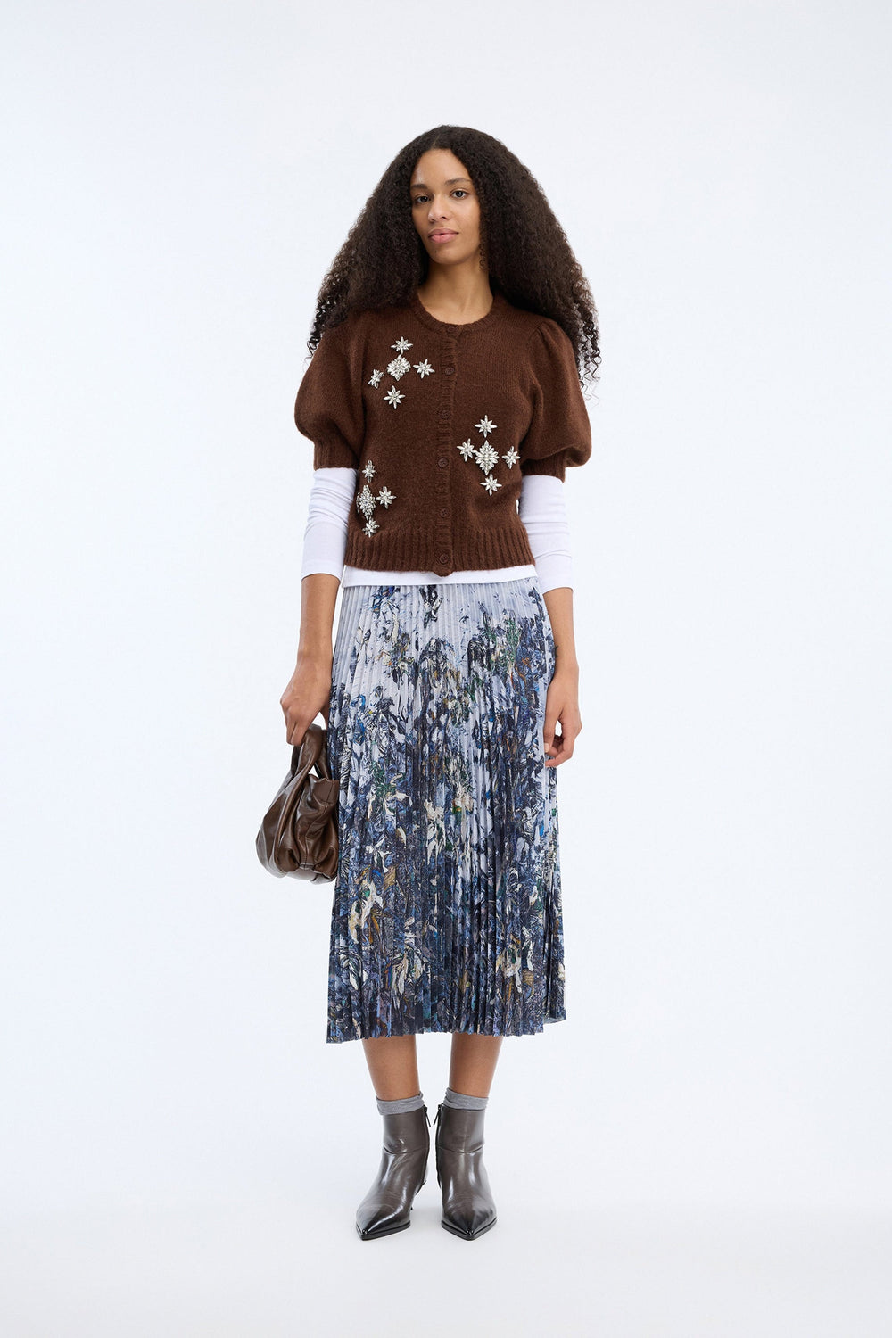 Munthe Charming nederdel i print grey