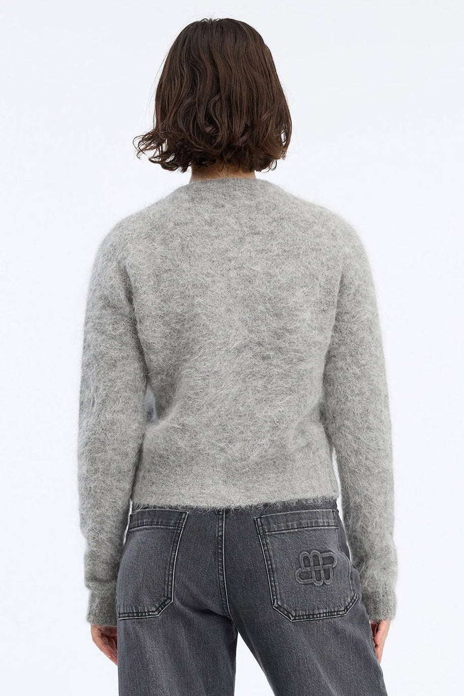 MUNTHE Vovilla Cardigan i grey i blød alpacauldblanding.
