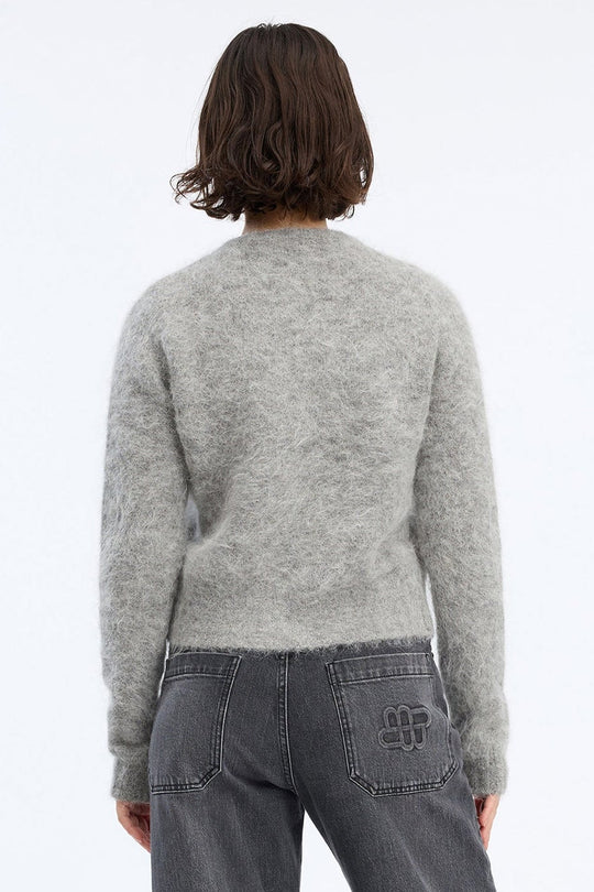MUNTHE Vovilla Cardigan i grey i blød alpacauldblanding.