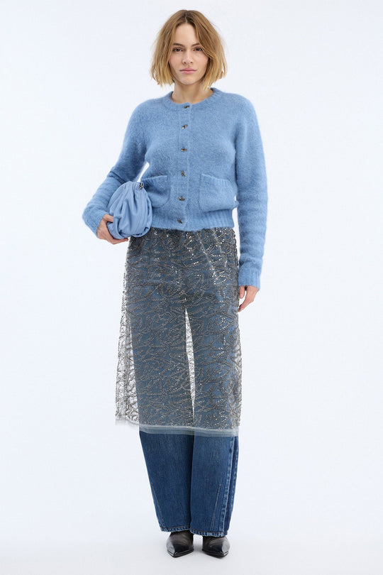 MUNTHE Vovilla cardigan i blue.