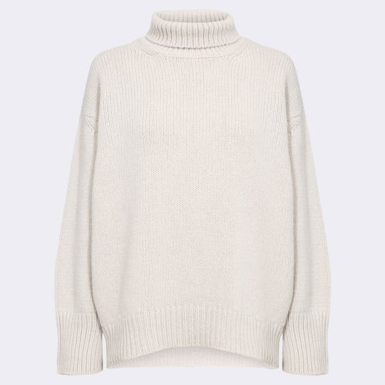 Leveté Room LR-Perle 3 Sweater med høj hals i creme - Merinould og cashmere