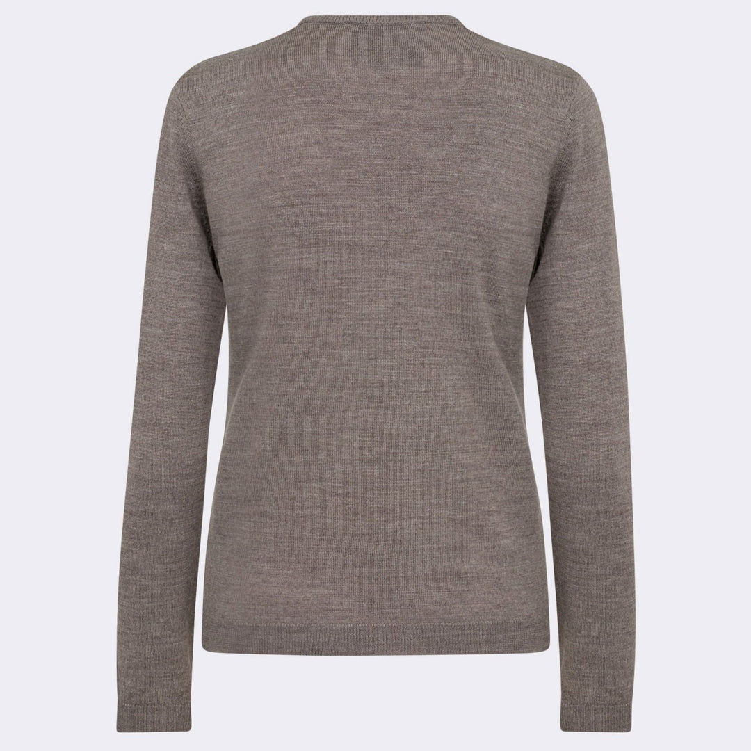 Leveté Room LR-Ismaila 2 Pullover i mørk sand - Klassisk sweater i 100% merinould