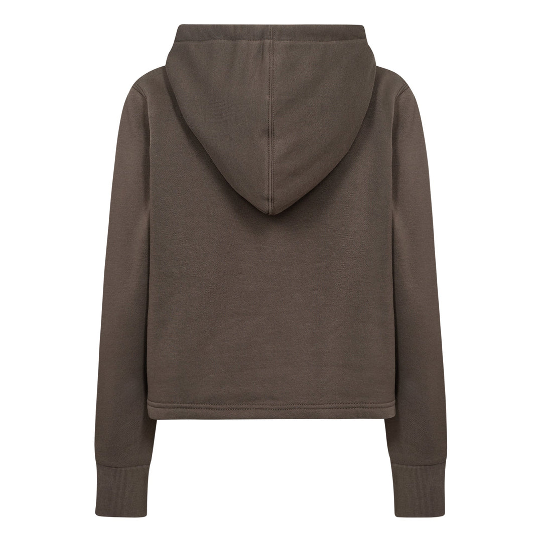 Leveté Room LR-Nuka 9 sweat cardigan i coffee med hætte, lynlås og boxy pasform.  